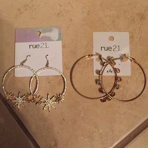 2 Pairs of Rue 21 Gold Hoop Earrings